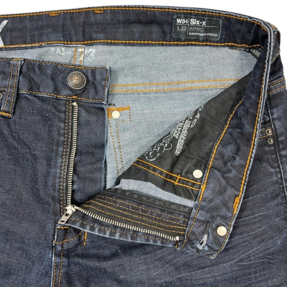Buffalo Six-X Slim Straight Stretch Jeans Men's 34" (36x30.5) Dark Wash Comfort - Picture 4 of 8